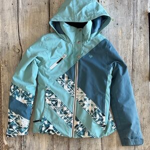 Obermeyer Kids snow ski snowboarding Jacket in Blue and Teal